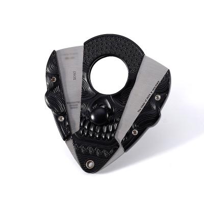 China Minimalist OEM color logo skullten cigar cutter knife suitable for outdoor bar party cigar v cutter for sale