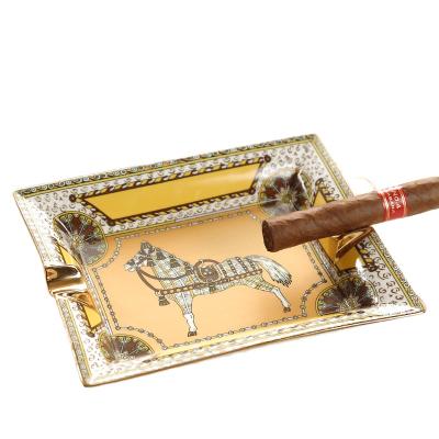 China Portable Luxury Hotel Travel Office Cigar Ashtray Holder Custom Logo Ceramic Bar Astray for sale