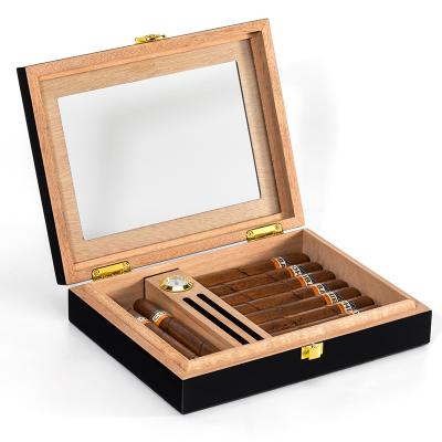 China Portable Travel Cedar Wood Small Cigar Humidor Holder Case Spanish Cigarettes Box Desk Accessories Instrument For Cigar Tobacco Shop for sale