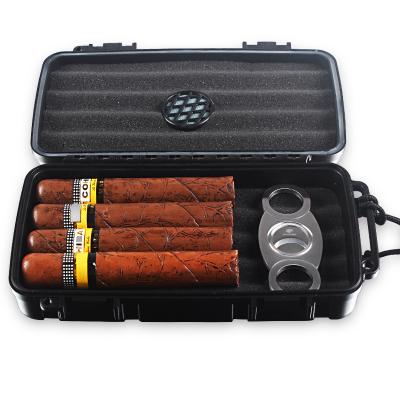 China Portable Cigar Toolbox Cigar Travel Case Humidor Inset Multifunctional Outdoor Waterproof Sponge Hygrometer for sale