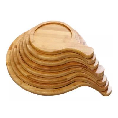 China Eco - Friendly Wholesale Steak Plate Sustainable Round Bamboo Pizza Tray for sale