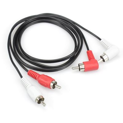 China Speaker RCA Cable Male To Male Stereo 90 Degree Right Angle RCA Video Cable for sale