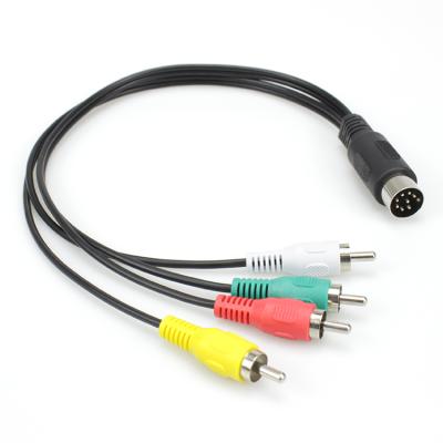 China Male Speaker 8 Pin Din Plug To Male 4 RCA Compound Extension Cable for sale