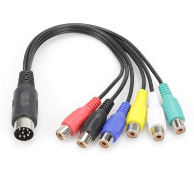 China Speaker 8 Pin Din Male To 6 RCA Female Plug Audio Cable for sale