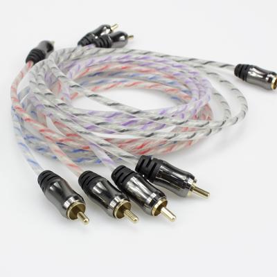 China Speaker RCA Clip Cord Twisted Pair Strip Cable RCA Male To Male Adapter Interconnect Cable for sale