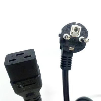 China Home Appliance Europe Standard Power Cable EU Plug 3 Pin To IEC C19 AC Power Cord for sale