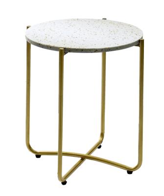 China (Others) 2022 Adjustable New Design Table With Metal Leg Round Stone Side Coffee Table Artificial Stone Table Top for sale