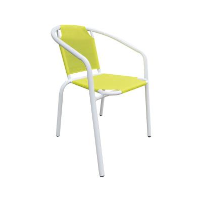 China Modern Outdoor Garden Texling Fabric Chairs Metal Frame Modern Stackable Chair For Dining Room for sale