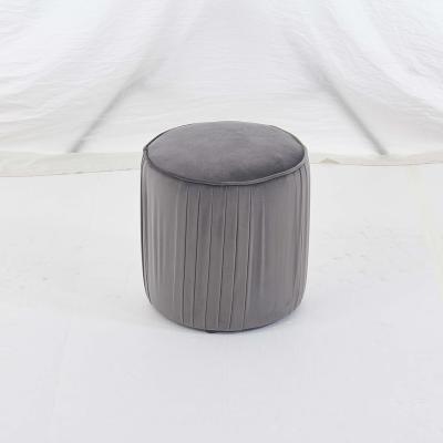 China New Round Style Round Stool Velvet Ottoman Short Stool Nordic Adjustable Cloth Storage Box For Living Room for sale