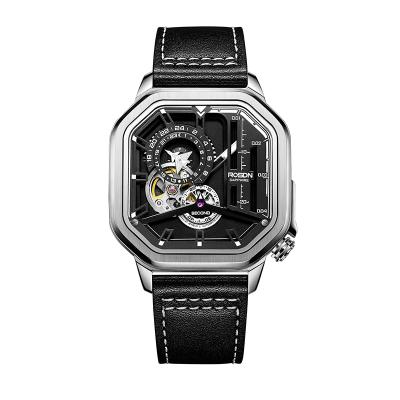 China Power Reserve Logo Hot Selling Square Skeleton Custom Automatic Luxury Mechanical Men Watch for sale