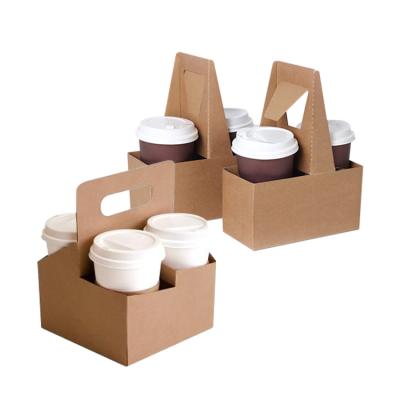 China Recyclable Coffee Packaging Disposable Catering Takeaway Corrugated Paper Cup Holder For Drinking Coffee Tea Cola Carrier for sale