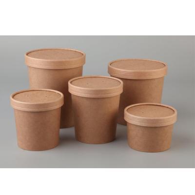 China Recyclable Biodegradable Eco Friendly Kraft Salad Paper Bowl With Paper Lid for sale