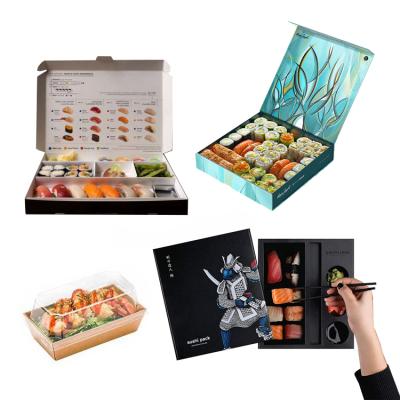 China Logo Printing Food Grade Disposable Customized Recyclable Take Out To Go Paper Delivery Sushi Packaging Takeout Box for sale