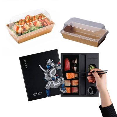 China Recyclable Square Cardboard Fruit Takeout Food Containers Roll Nori Restaurant Sushi Togo Packaging Packaging Box With Window for sale