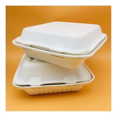 China Recyclable custom design kip combo boxes fast food hamburgerbox burgerbox black sugar cane bagasse burger box for sale