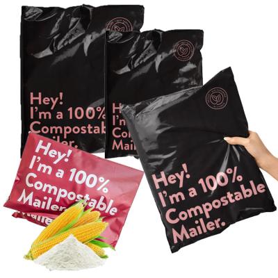 China Tearproof Plant Based Compostable Cornstarch Pbat Courier Mailing Biodegradable Express Fast Ship Sealed Shipping Poly Bags Pe for sale