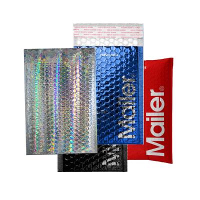 China Strong Adhesive/Shock-Resistance/Waterproof/Nice Printing Self Adhesive Holographic Foil Mailing Metallic Rose Gold Big Rose Gold Padded Envelope Bag Bubble Mailer for sale