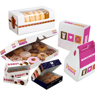 China Design Pink White Cardboard Packing Boxes Mini Size Recyclable Custom Printed Single Size Donut Paper Box With Clear Window for sale