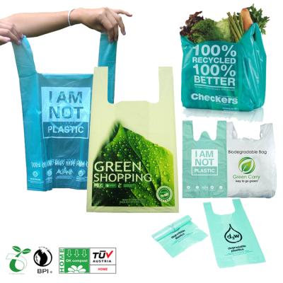 China BIODEGRADABLE cornstarch custom organic compostable plasticbags gift apparel logo printing raw material i am not plastic bag for sale