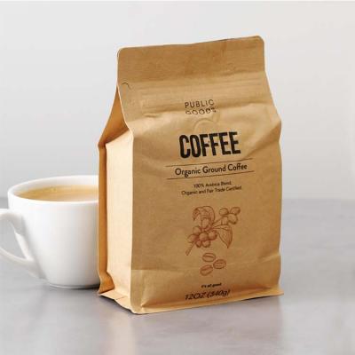 China Food Grade Custom/Strong Sealing/Perfect Printing Printed Food Grade Kraft Paper Coffee Compostable Biodegradable Coffee Packing Bag Zipper Packaging Pouch With Plastic Valve for sale