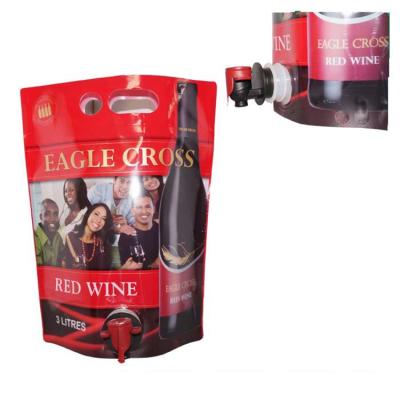 China Wholesale Custom Biodegradable Barrier Aluminum Foil Vacuum Red Wine Liquor Pouch Packaging Liquid Plastic Bags With Spout Tap for sale