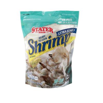 China Large Recyclable Wholesale Custom Printed Resealable Zipper Laminated Plastic Frozen Shrimp Seafood Packaging Bag for sale