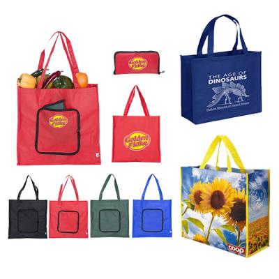 China Customized design eco friendly promotional printed ecobag friendly reusable foldable packaging pp non woven shopping bag with zipper pocket for sale