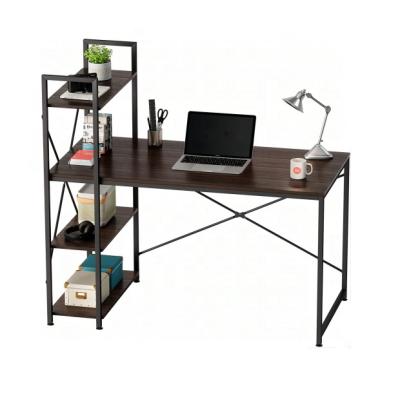 China Modern Foldable Write Metal Frame Wood Work Wooden PC Workstation Study Computer Home Office Desks Table Office Furniture With Shelf for sale