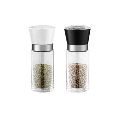 China Sustainable Mini One Handed Thumb Salt and Pepper Grinder Set Silver Metal Customized Box Logo Packing Mills With Home for sale