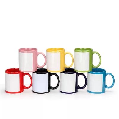 China Sustainable Custom Colored Inside Handle Shape Empty Mug Printed Sublimation Coated Ceramic Mug for sale