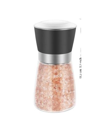 China Sustainable Durable For Long Time 180ml Black Lid Plastic Salt And Pepper Grinder Set Spice Shaker Mills for sale