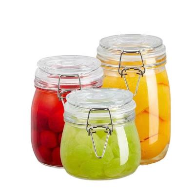 China Sustainable Glass Food Storage Jars With Lids And Airtight Preservation Jars With Wire Clamp Glass Canisters for sale