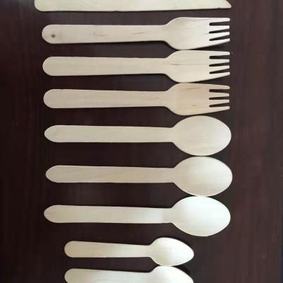 China Null Plastic The Manufacturer Specializes In Environmentally Safe Manufacturing Disposable Fork Knife Tableware Birch Spoon for sale