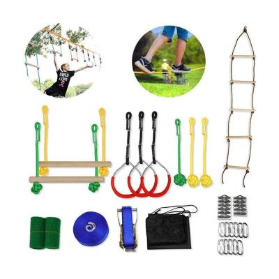 China Durable Custom Accessory Swing Monkey Bars With Gym Rings Climb Ladder Climbing Ninja Warrior Obstacle Rope Course for sale