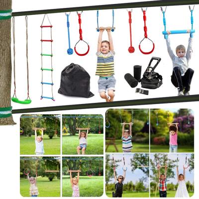 China Ninja Warrior Line Obstacles Durable Indoor Outdoor Course Obstacle Course Kit Monkey Bar With Swing Hanging Rope Ladder for sale