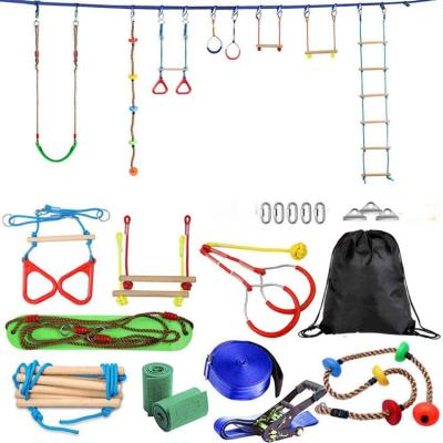 China Durable Outdoor Ninja Course Training Equipment Set Ninja Slackline Ninja Warrior Obstacle Course With Swing Rope Ladder Climbing Net for sale