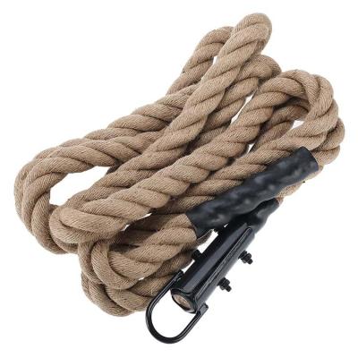 China Factory Price Durable Manufacturer 1.5 Inch 2 Inch Jute Exercise Rope Gym Wholesale Training Climbing Rope With Hook for sale