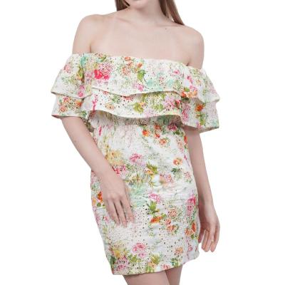 China Print Ladies Breathable Casual Dress Summer Sexy Off Shoulder Lap Edge Dress Boho Party Club Sexy Dress for sale