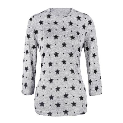 China Wholesale Anti-Wrinkle Casual Women 3/4 Sleeve T-Shirt Star Printing Woman Top for sale