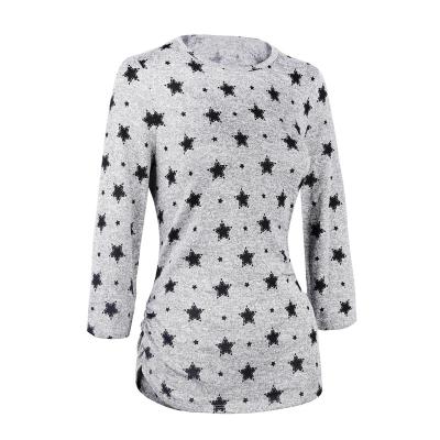 China Wholesale Anti-wrinkle Women Fashion 3/4 Sleeve T-shirt Star Print Women Tops for sale