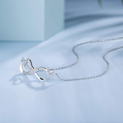 China CLASSIC 925 Sterling Silver Infinity Symbol Pendant Forever Love Heart Zircon Stone Necklace Chain Jewelry Gift For Women for sale