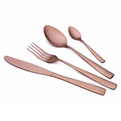 China 24pcs Disposable Retail Products Cutlery Set Copper Tableware With Gift Box Package for sale