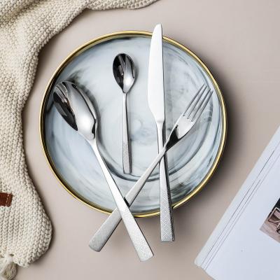 China Viable Reusable High Quality Good Prices Laser Design Simple Elegant Stainless Steel Cutlery Set Flatware To Wedding for sale