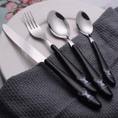 China Viable modern custom style plastic handl cutleri, wholesale black plastic handle cutlery set for sale