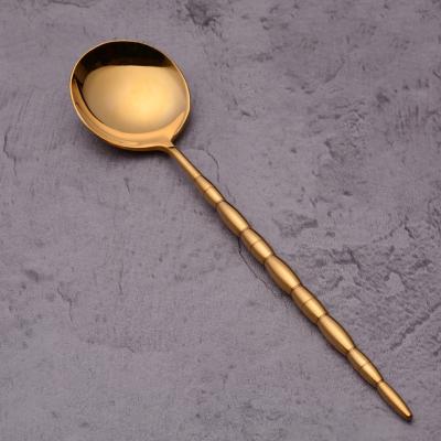 China Unique Viable Handle Design Durable Table Serving Spoon Spoon Stainless Steel PVD Gold Custom Bulk Korean Spoon for sale