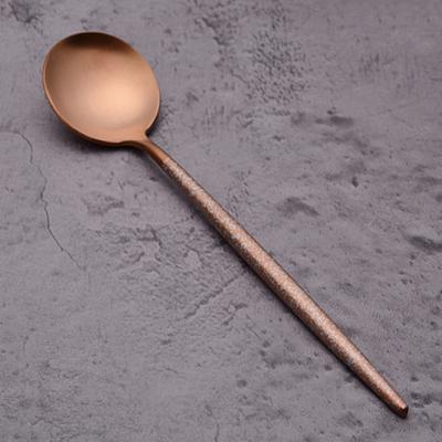 China Hot Single Viable Table Spoon Korean Vintage Style Article Handle Bulk Design Dinner Table Spoon Stainless Steel Spoon for sale