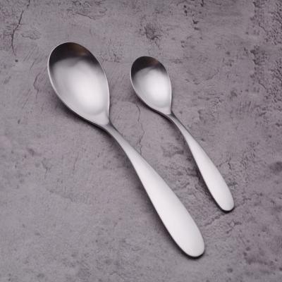 China Viable modern style table dinner spoon stainless steel matte korean silver spoon for soup for sale