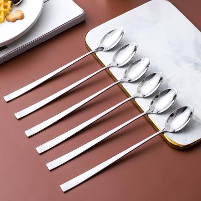 China Simple Style 6 Pcs Stainless Steel Handle Teaspoon Ice Scoop Spoon Set Long Viable Elegant Design for sale