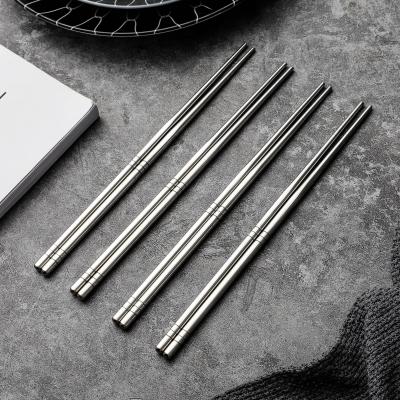 China Stainless Steel 4 Pair Window Box Luxury High Quality Japanese Reusable Package Viable Custom Silver Chopsticks for sale