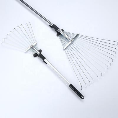 China Adjustable Expanding Handle LARIX Professional Gather Leaves Garden Metal Grass Rake With Expanding Handle for sale